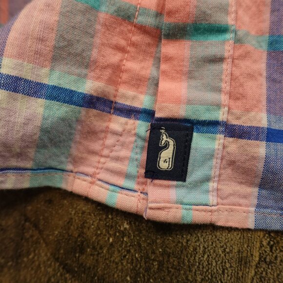 Vineyard Vines plaid button down shirt men's medium pink blue plaid - Picture 11 of 13